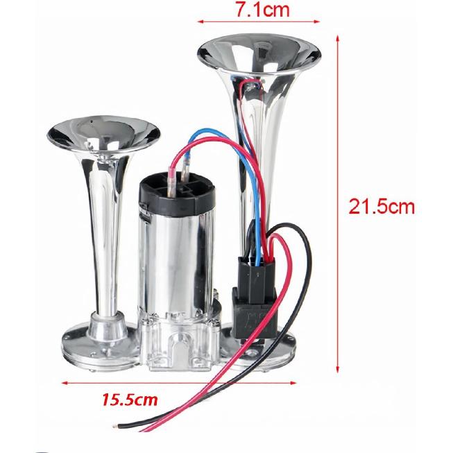 Upgraded 12V 600DB Air Horn Dual Trumpets Super Loud Dual Electric Air Horns Kit for Vehicles - With Compressor for Any 12V SUV Motorcycle Trucks