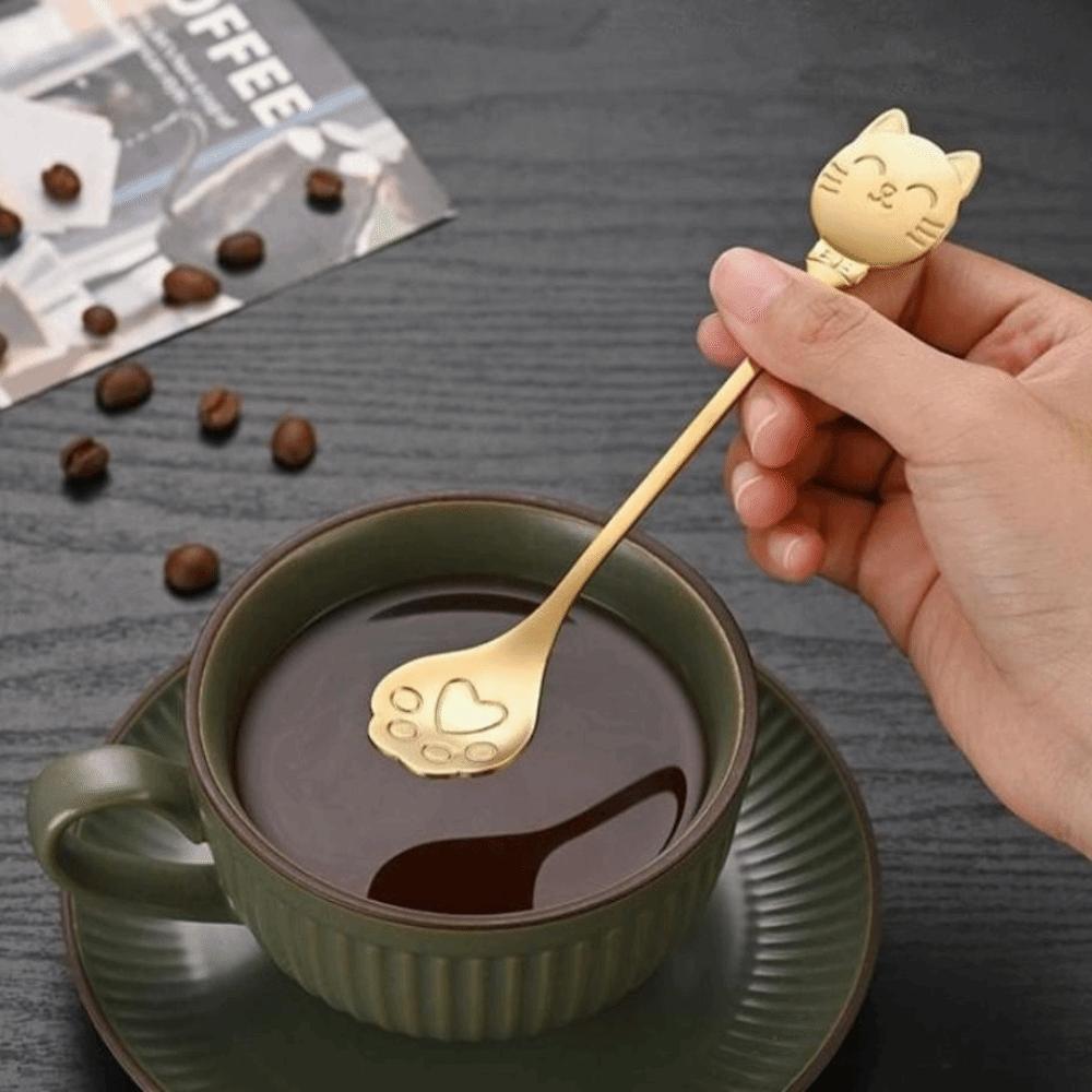 Stainless Steel Coffee Spoon Paw Design Stirring Spoon Cute Ice Cream Spoon  Tableware
