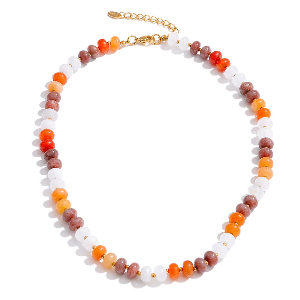 

Yhpup Stainless Steel Natural Tiger Stone Beads Chain Necklace Waterproof 2026 Handmade Statement Collar Jewelry Accessories