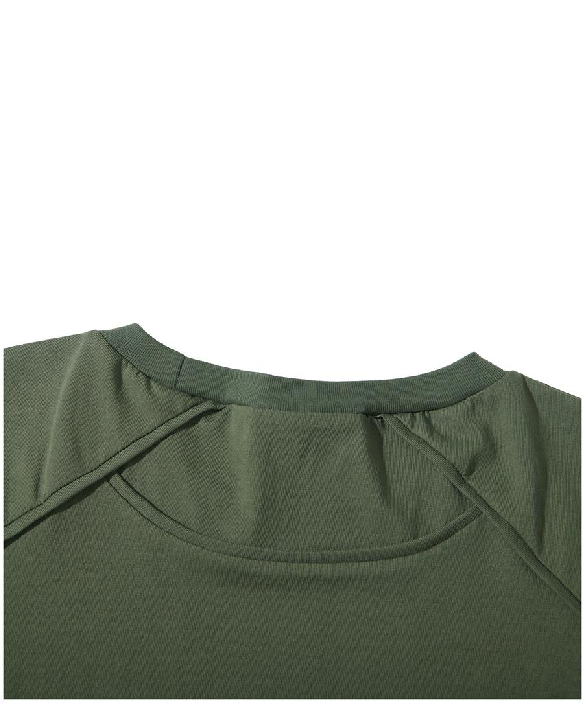 ATTENTIONROW 22Ss07At030 Shoulder Piping Regular Oversized Short Sleeve (Khaki Military)