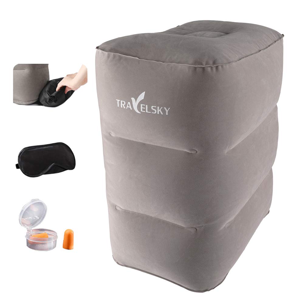 

VanFn Подушка для ног самолета Самолет Подушка-подушка для и Уменьшает Путешествия Предотвращает Эконом-класс Без насоса Сумка для хранения в комплекте Подставка для ног, Пуфик, Автомобиль, Офис, серый