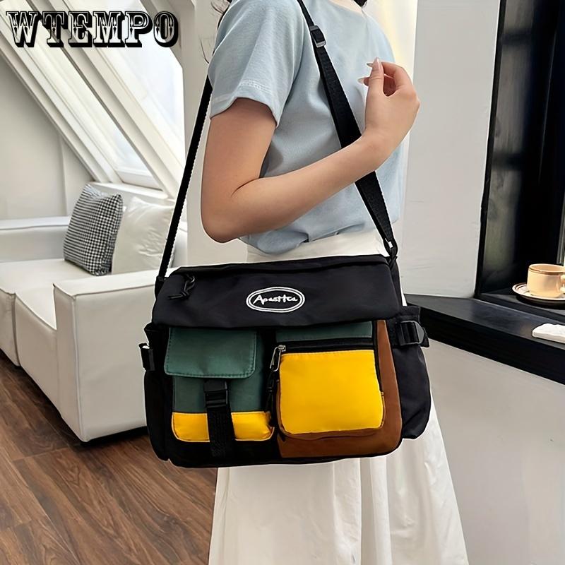 Minimalistische, modische Umhängetasche aus Canvas mit großem Fassungsvermögen für Männer und Frauen, vielseitige Umhängetasche