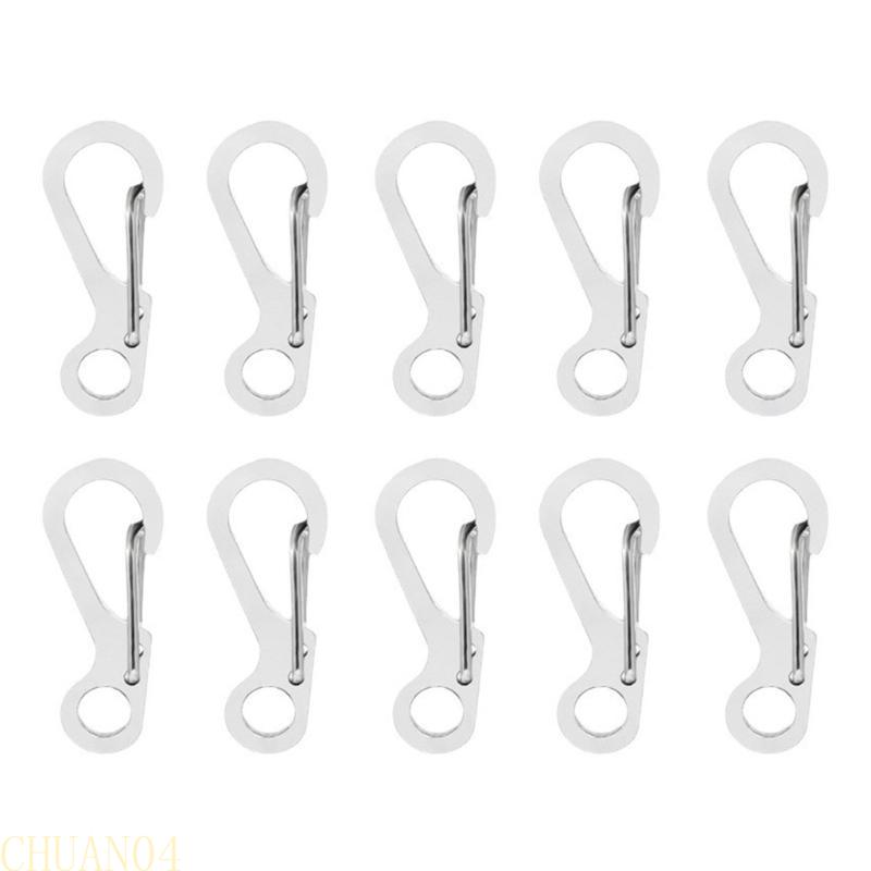 10Pcs Stainless Steels Small Carabiner Clip Spring Snap Keyring Hook for Camping Traveling Hiking Keychains Enduring