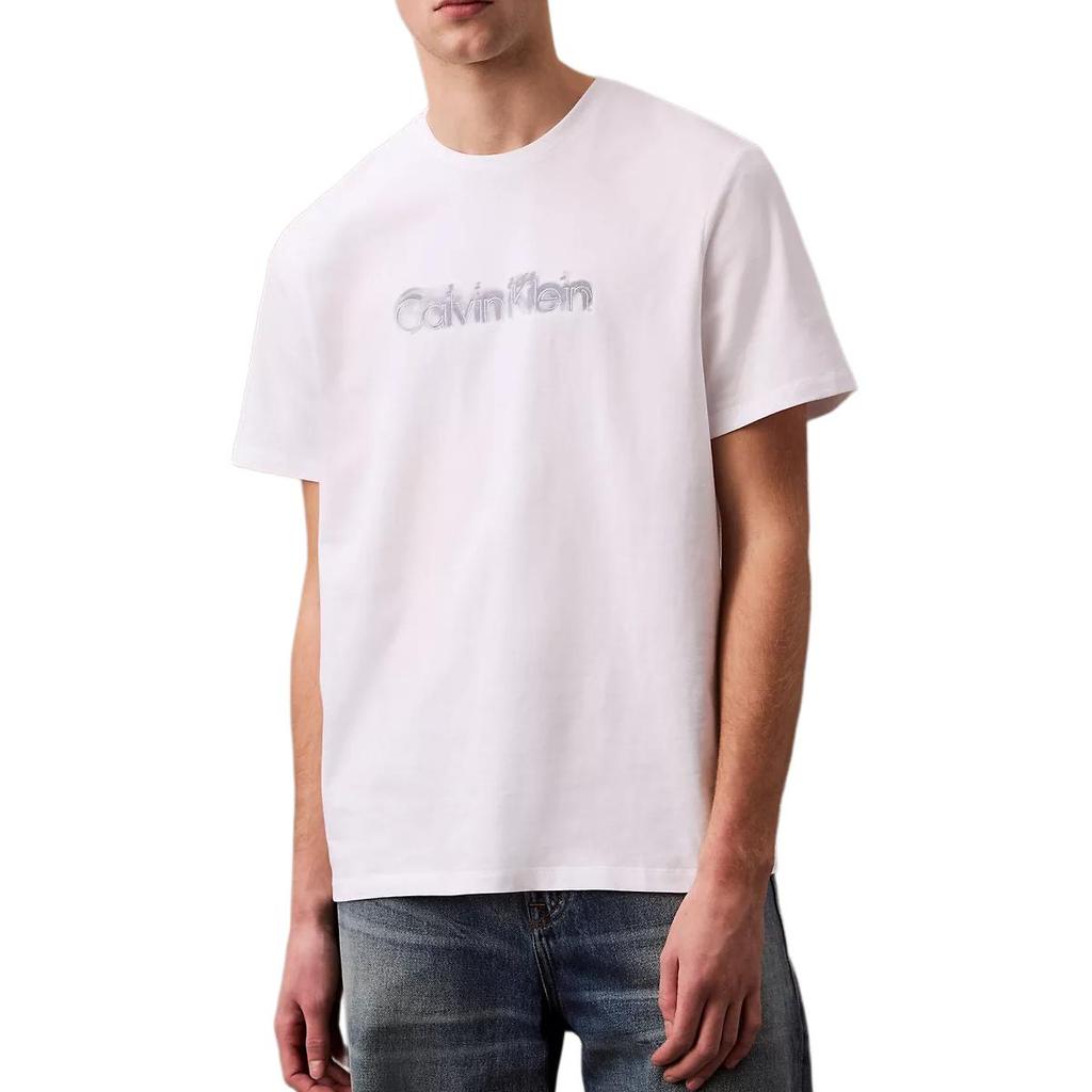 Calvin Klein Minimalist Comfortable Versatile Casual Spray Gun Logo Pattern Short Sleeve T-Shirt Men Tops Bright-White 4RB815G-110