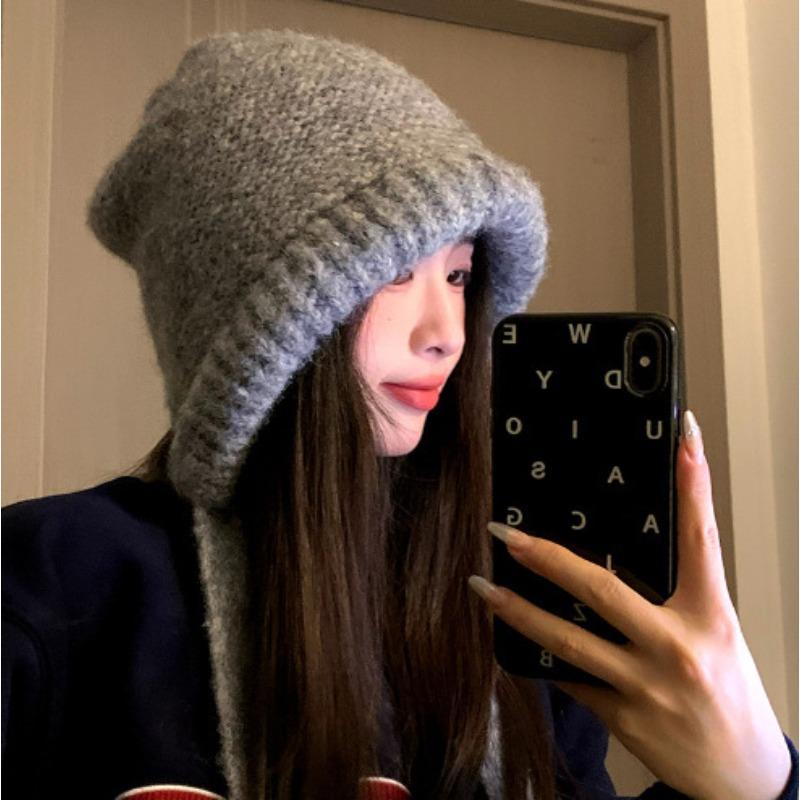 Balakra Hats for Women's Autumn and Winter Korean Style Fashionable Bags Hats Headwear  Straps  Headscarves Knitted Woolen Hats