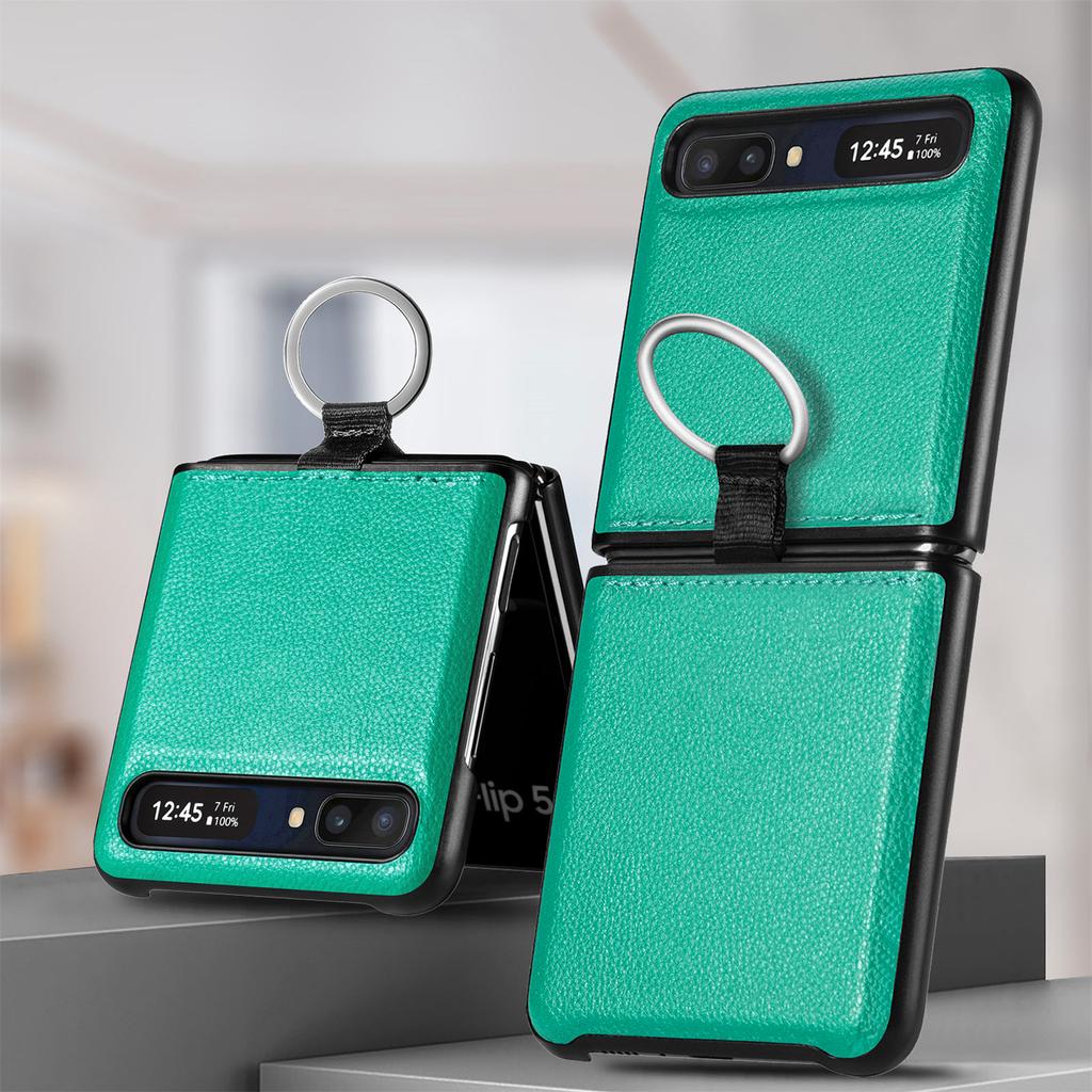 Drop Protection Finger Ring Leather Case For Samsung Galaxy Z Flip 3 Flip4 Flip 4 Flip3 5g Matte Cover For Samsung Z Flip3 Cases