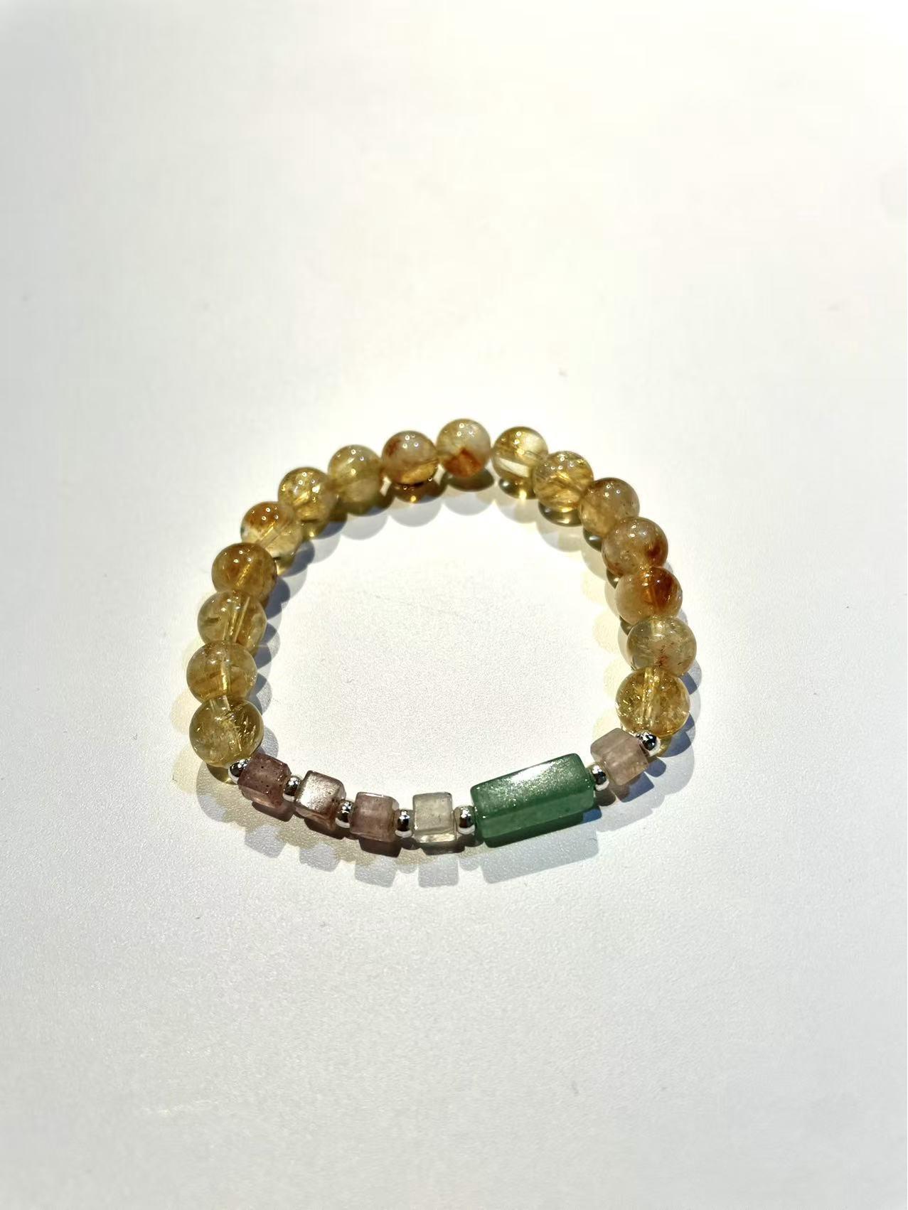 

Yellow Tower & Strawberry Crystal Bracelet with Green Aventurine - Women s Wealth & Popularity Enhancing Crystal Bracelet