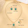 4 Piece Set Women Fashionable Temperament Circular Green Crystal Necklace Bracelet Earring Ring Combination Versatile Exquisite