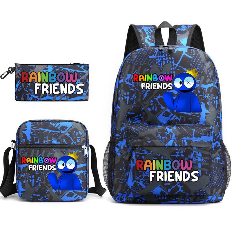 Rainbow Friends Rainbow Friends Game Original Styling Backpack Three-Piece Cartoon Student School Bag