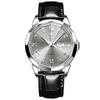 Men's Analog Quartz Wristwatch Black Leather Band 30M Water Resistant Date Day Roman Dial Gray Luminous