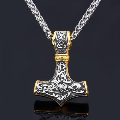 Norse Vikings Thor's Hammer Mjolnir Rune scandinave amulette collier chaîne en acier inoxydable Vegvisir ancre pendentif bijoux masculins