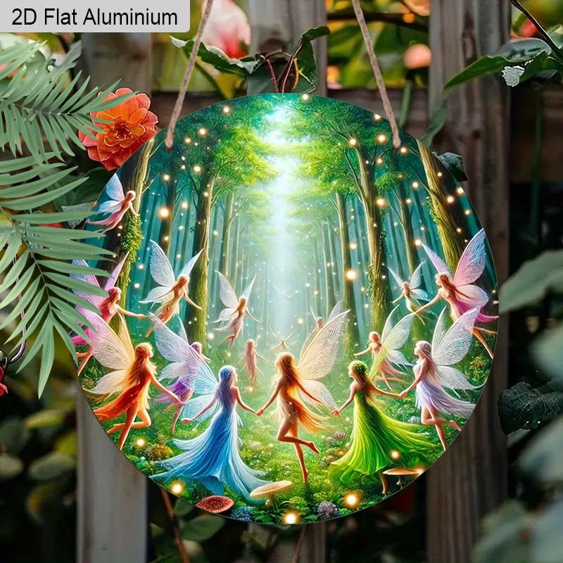 

2D Flat 1pc Fairies Aluminium Decoration Plaque, Enchanted Forest Fairies Dancing Decor Sign, Room Decor, Fantasy Lovers Home Decor, Garden Decor 7.87×7.87inch