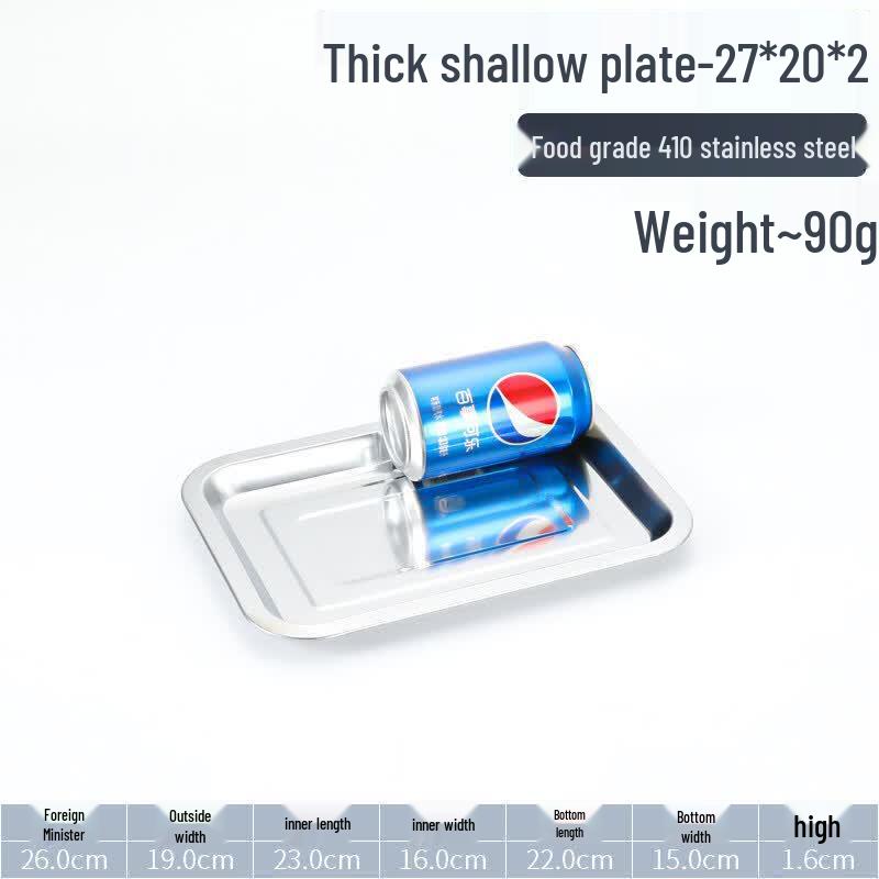 Thickened 304 Stainless Steel Rectangular Deep Serving Tray