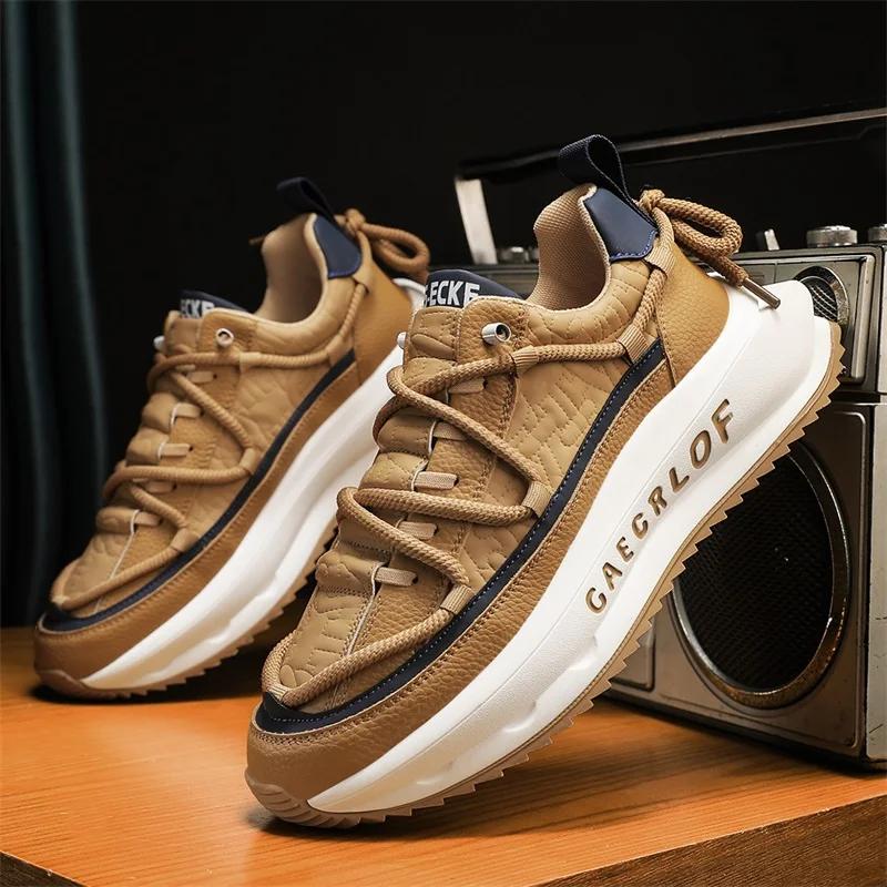 2024 New Men's Sports Shoes Thick Sole Fashion Casual Running Shoes Size 39-44 Men's New Personalized Lacing Casual Shoes