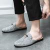 New Luxury Tassels Sequin Half Shoes For Men Designer Mules Casual Slides Slippers Sandals Male Mocassins