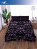 Gothic Bat Print 3 Piece Bedding Set, Dark Aesthetic Duvet Cover with Pillowcase, Creepy Halloween Home Textile for Bedroom Deco