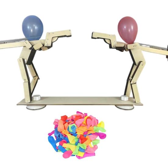 

Ручная работа Куклы-стрелки Игра с воздушными шарами со 100 шарами Деревянные куклы Хедшот Стратегическая настольная игра 2 игрока Шары Человек Битва Игрушка