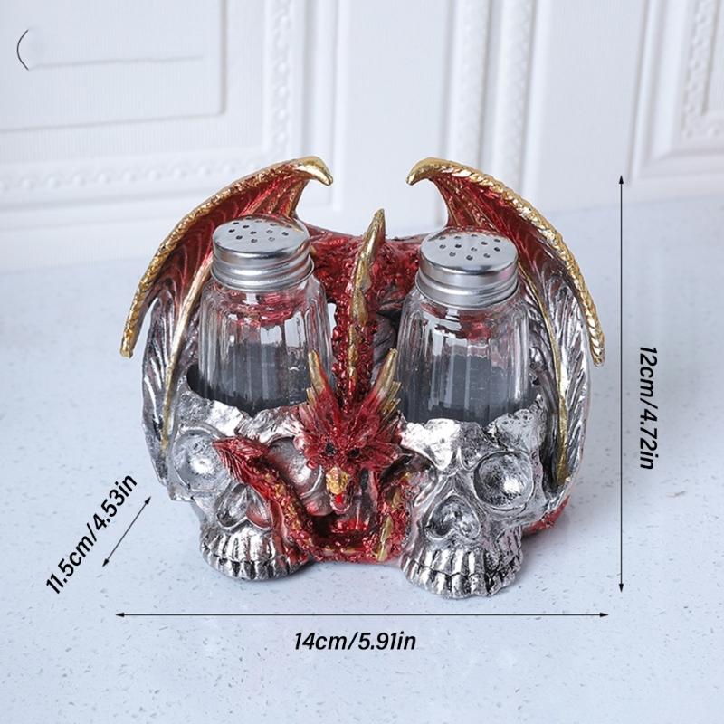 Decorative Skull Seasoning Box Rack Unique Beverage Stand Kitchen Accessory Seasoning Box Holder Resin Texture for Home
