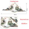 Chinese Style Landscape Wall Sticker Green Mountains Pine Tree Mural for Living Room Tea Room Oriental Home Decor Classical Elegant Wall Art