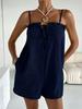 2026 European/American Summer Ice Silk Pleated Solid Color Camisole Jumpsuit for Women