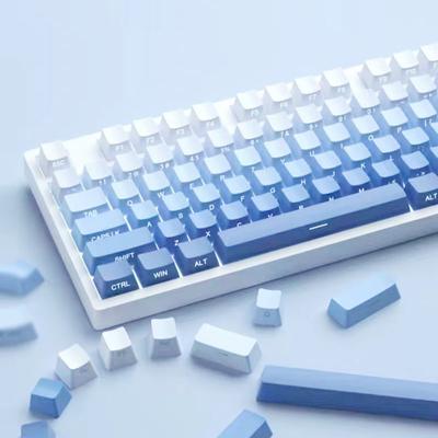 Blue Gradient Side Printed PBT Double-shot Cherry Profile Keycaps, 136 Keys for Cherry MX Gateron Gaming Keyboards