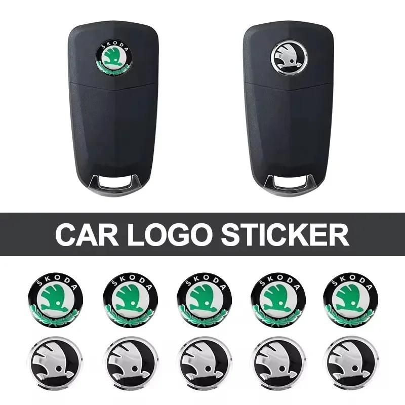 ABCDGF1 14mm Auto Fernbedienung Schlüssel Aufkleber Aluminium Emblem Decal Für Skoda Octavia Kodiaq Fabia Derivati Yeti Enyaq A7 Superb Rapid Kamiq Karoq