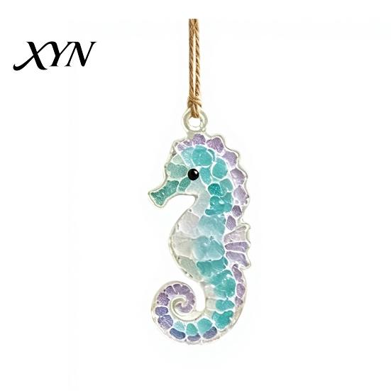 Mini Stained Glass Decoration Sea Suncatcher Ornament, Handmade Animal Ocean Acrylic Hanging Pendants, Garden Window Decor DIY Summer Ornament Decor,