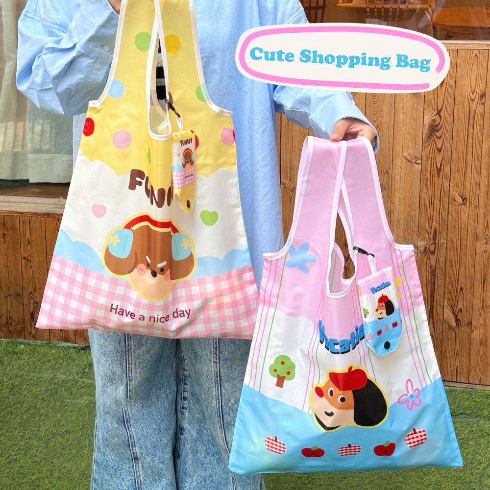 Large Capacity Shopping Bag Reusable Cartoon Supermarket Eco-Friendly Bag Portable Foldable Storage Tote Bags