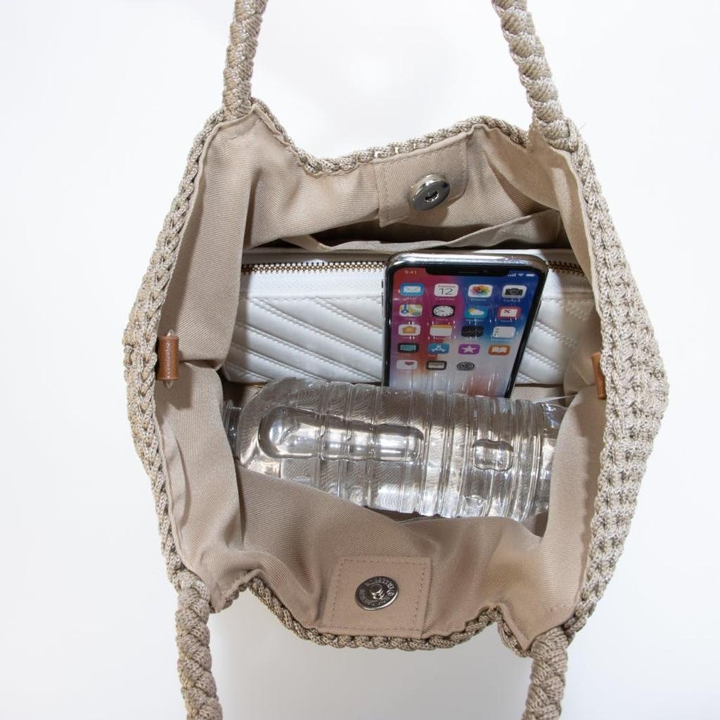 Mini Tote Bag with Contrasting Knit Pattern