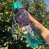Gradient Sports Water Bottle with Easy-Carry Strap, Leak-Proof PC Material, BPA-Free, Ideal for Gym, Hiking, Blue 32oz/1L