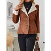 Faux Fur Button Front Thermal Jacket, Casual Long Sleeve Lapel Collar Outerwear for Fall & Winter, Women's Clothing