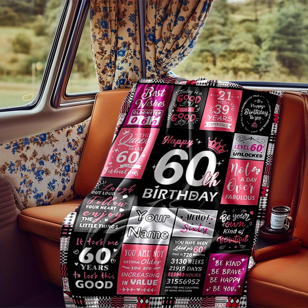 Happy 60Th Birthday Queen Blanket Personalized Name Soft Comfortable Stylish Blanket Car Blanket Perfect For Travel Camping Outdoor Home Suitable For