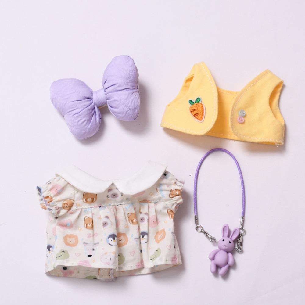 Cute Animal Style Sitting Labubu Time Cloth 17cm Plush Dolls Clothes  Cotton Doll Accessories