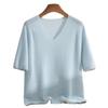25 Early Autumn Women's V-neck Short Sleeve 100% Pure Cashmere Sweater with Gold Thread Dots - Chic and Versatile
