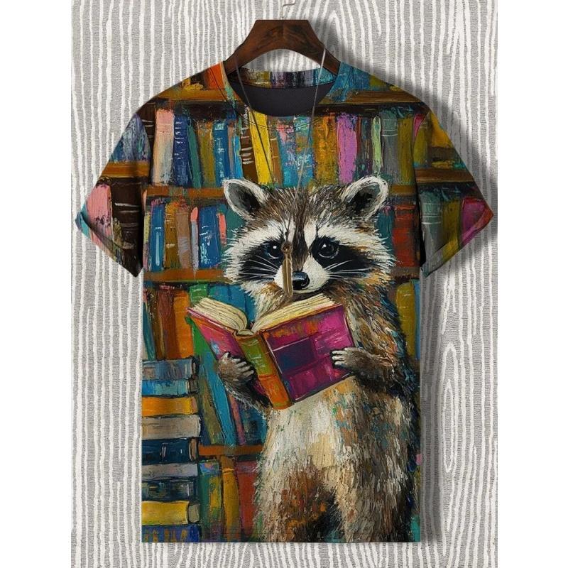 Cute Otter Cat Panda Pattern T-Shirt For Men Funny Animal 3D Printed Tees Casual Short Sleeve O-Neck Tops Street Sports T Shirts