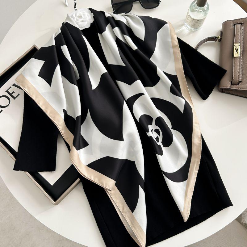 

Печатный буквенный высококачественный искусственный шелк женский твил шелковый декоративный женский шелковый шарф 90cm