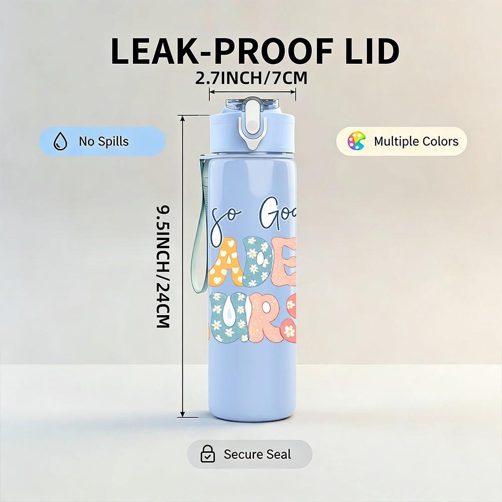 1PC Just A Girl Who Loves Her Mama Text Print 750ml Color Plastic Sports Water Bottle Leakproof Flip Straw Lid Suitable for Sports Office Home Use