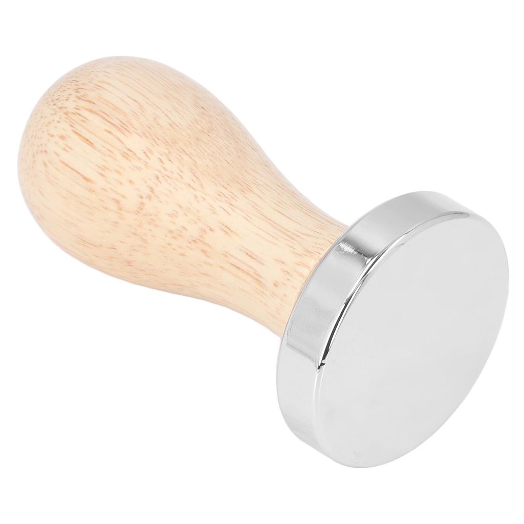 Coffee Tamper Detachable Food Grade Stainless Steel Flat Bottom Coffee Powder Press Hammer with Wooden Handle 49mm