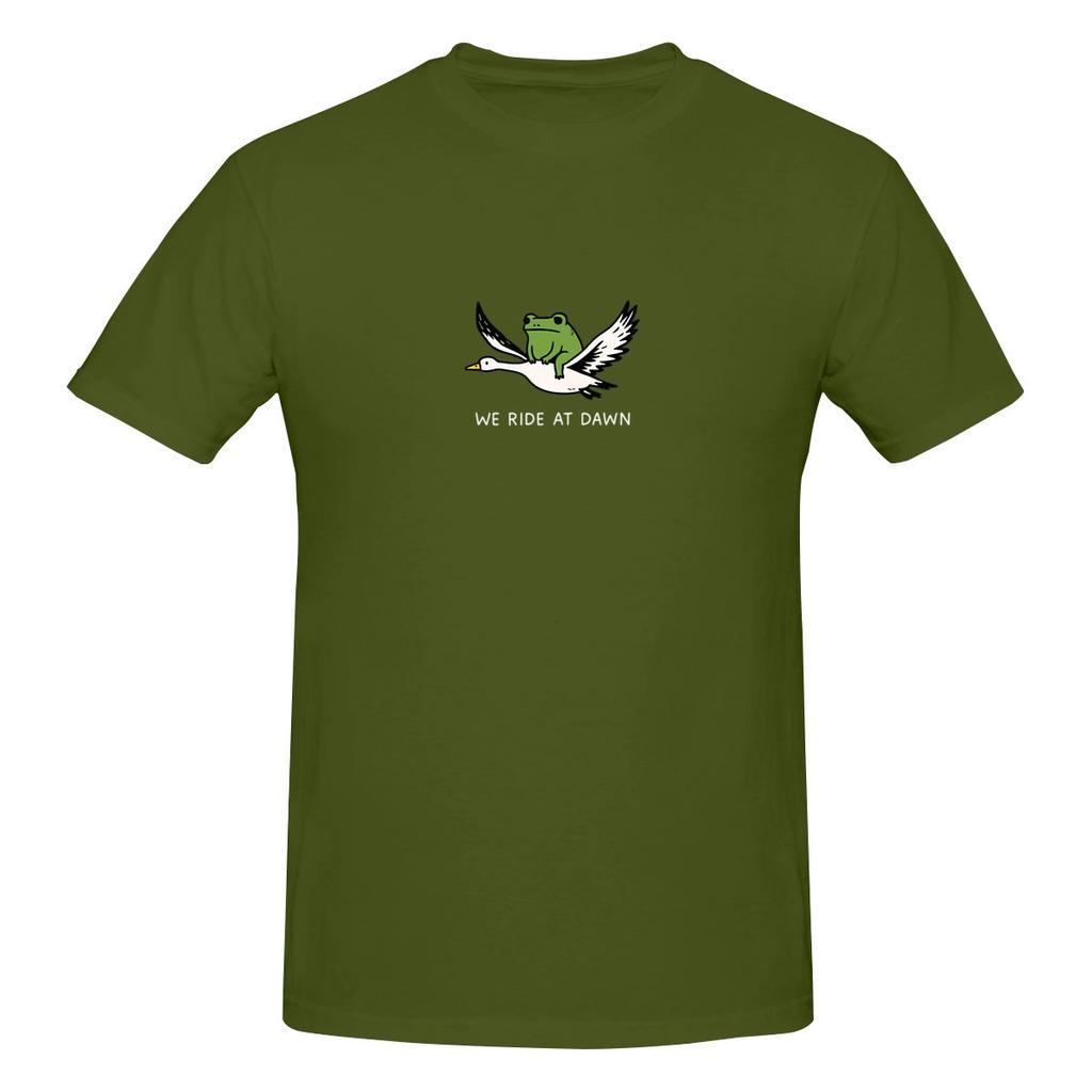 We Ride At Dawn  Funny Frog And Goose 2 Straight Leg Tshirtlazy Style Solid Color Tee