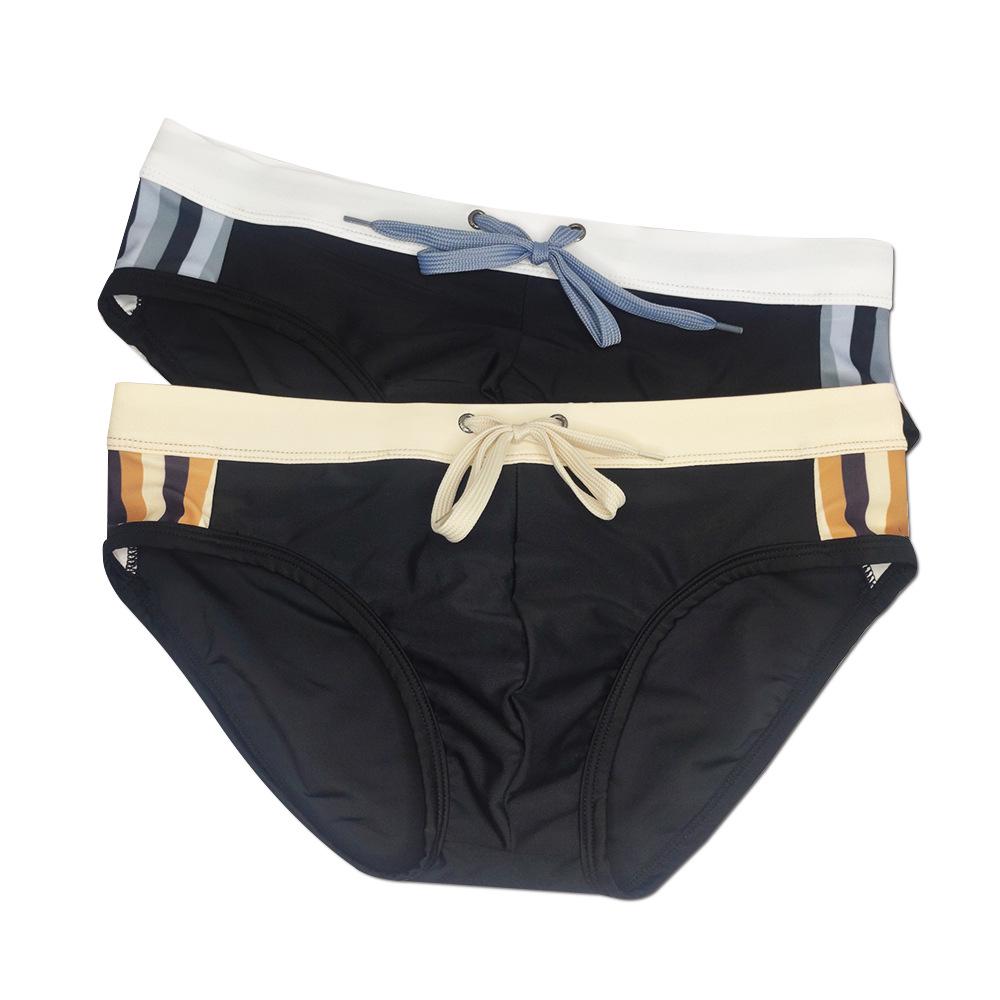 UXH Men's Color Block Stripe Triangle Swim Briefs