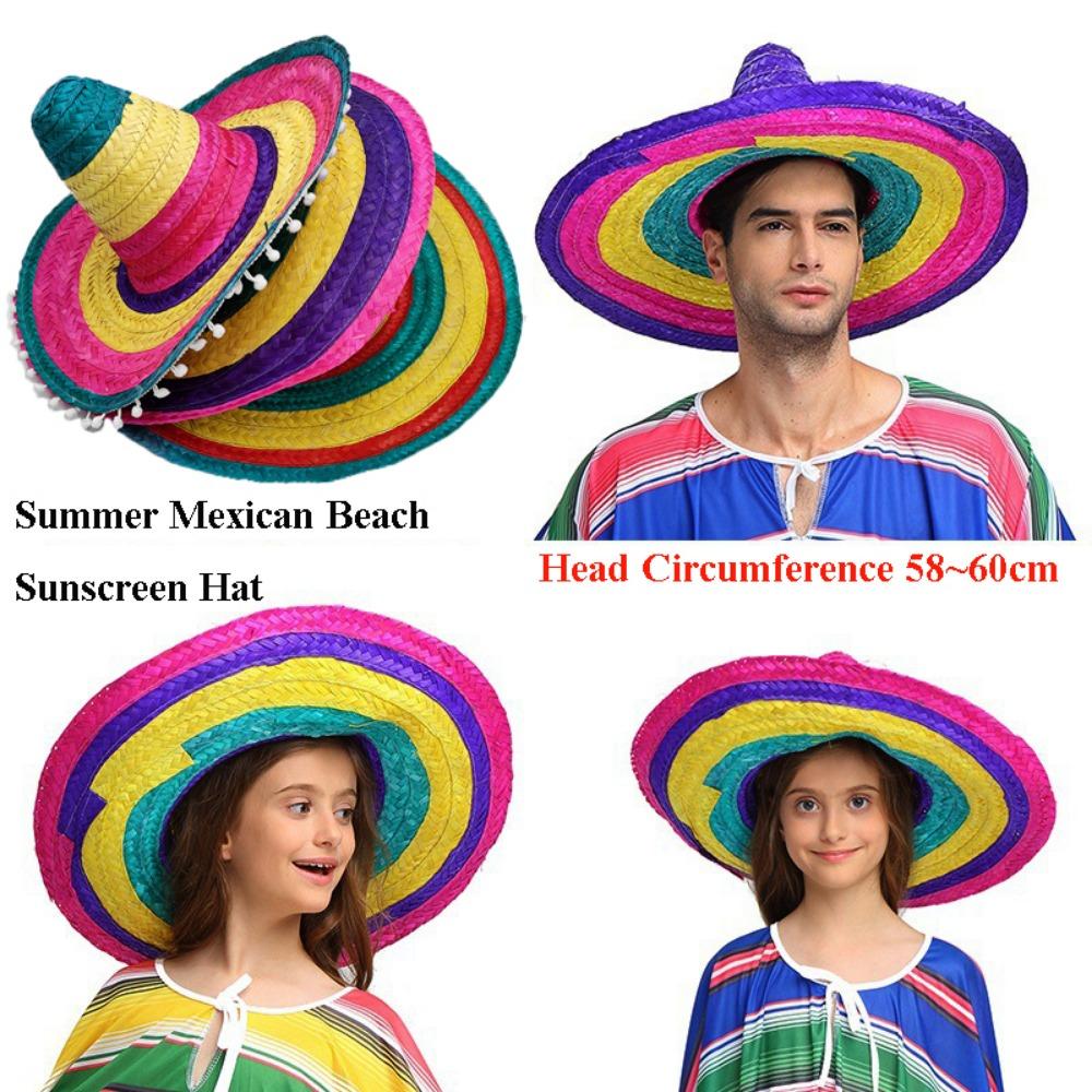 Unisex Mexican Beach Hat 58~60cm Drawstring Unisex Cap New Carnival Sharp Hat Men Women Outdoor