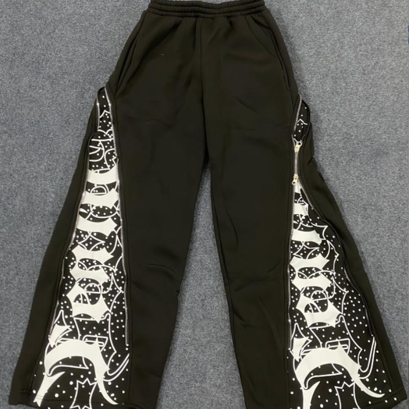 Tmavý design v evropském a americkém stylu, trendy zip, nepravidelné pánské a dámské retro kalhoty s rovnými nohavicemi