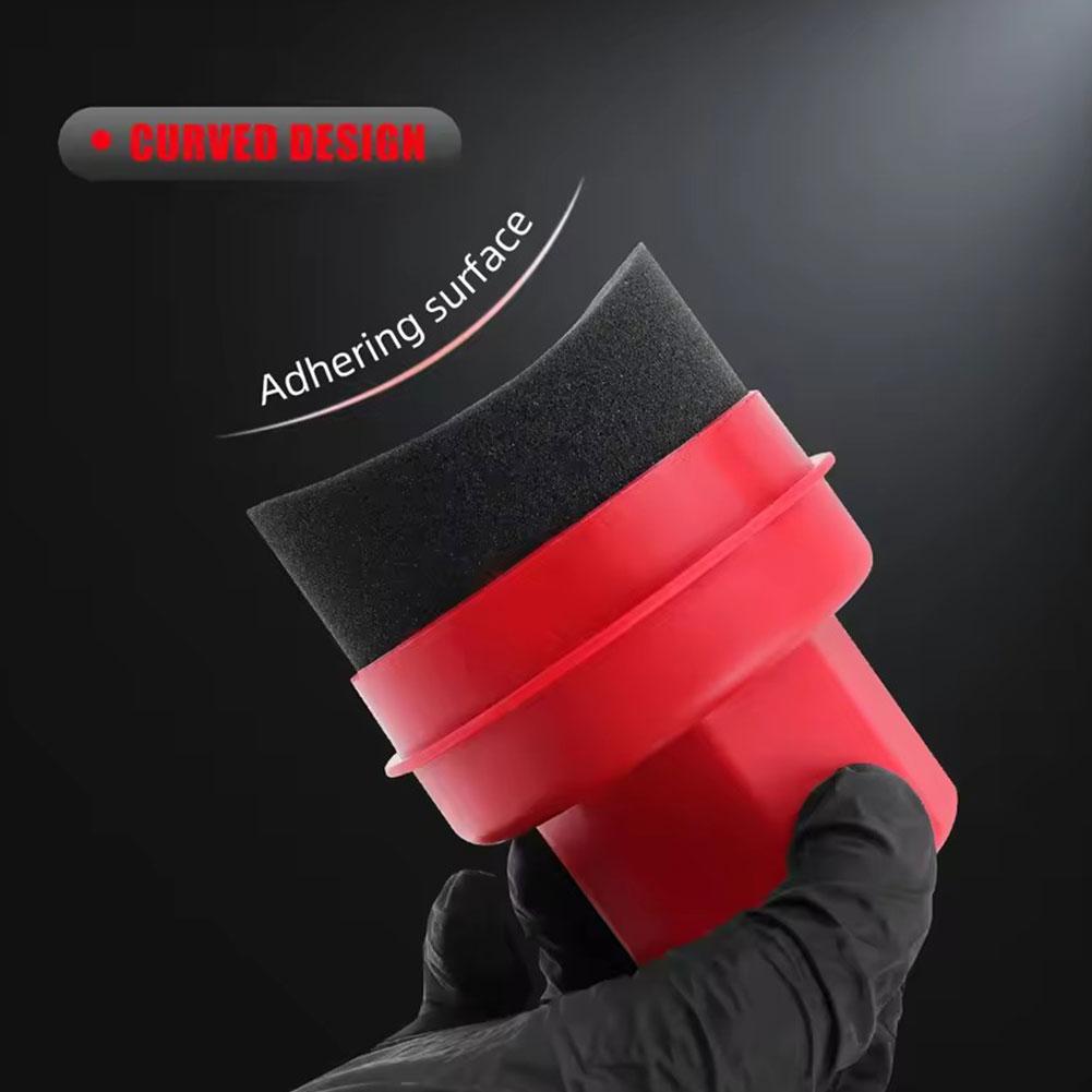 Esponja Aplicadora de Cera para Neumáticos Curva con Tapa Ergonómica Almohadilla de Limpieza y Abrillantado para Neumáticos de Coche Herramienta de Detallado Accesorio de Limpieza y Encerado para Coche