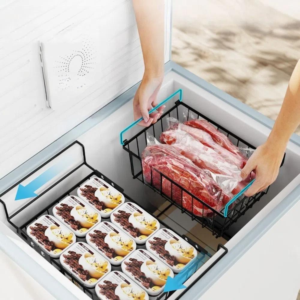 3pcs/set Foldable Handle Fridge Storage Basket Kitchen Racks Organizer  Frozen Food Storage