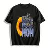 Worlds Greatest Mom Sunflower Print Casual Short Sleeve T-Shirt Pure Cotton T-shirt