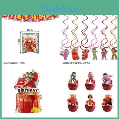 Turning Red Birthday Party Set With Adorable Cartoon Decorations And Surprises