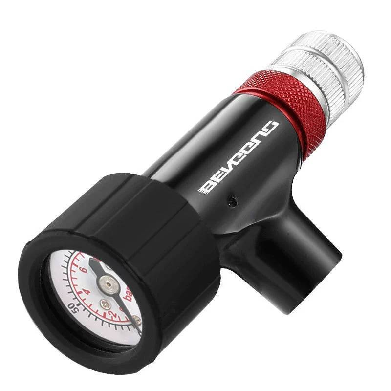 Bicycle Co2 Inflator Head With Pressure Gauge For Mountain Road Bike Repair Tools