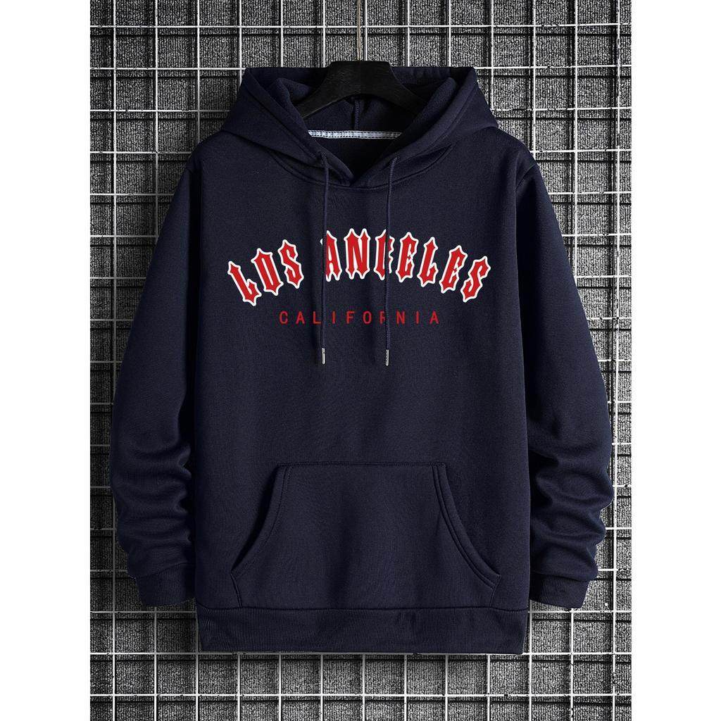 Los Angeles Wzór Listowy Bluza z Kapturem Męska Sweter Crewneck Jesienna Odzież Polarowa Oversize