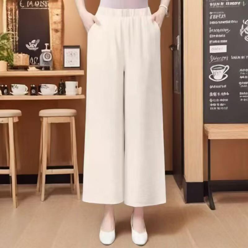 Ice Silk Cotton Linen High-Waist Wide-Leg Pants for Women - Summer 2026 Collection