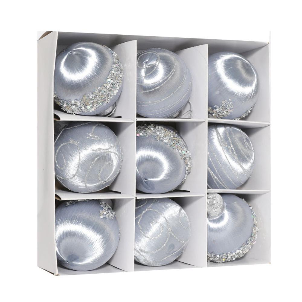 

Набор из 9 шт. 8 см Рождественских шаров Расписное подвесное украшение Подвеска для украшения рождественской елки Свадьба серый